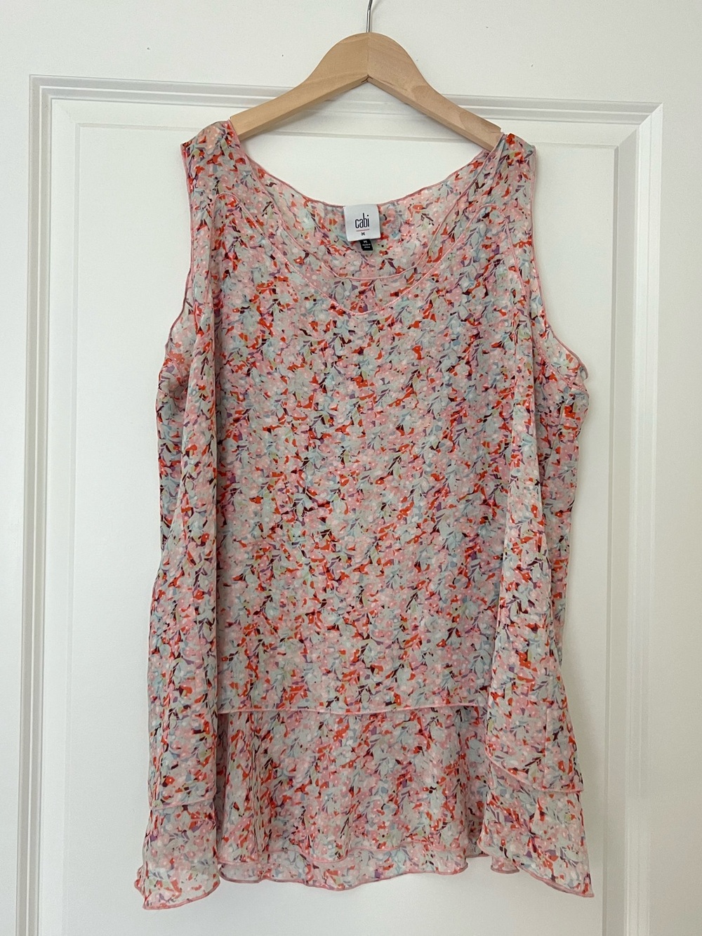 CAbi Pink Multi Floral Layered Sleeveless Camisole